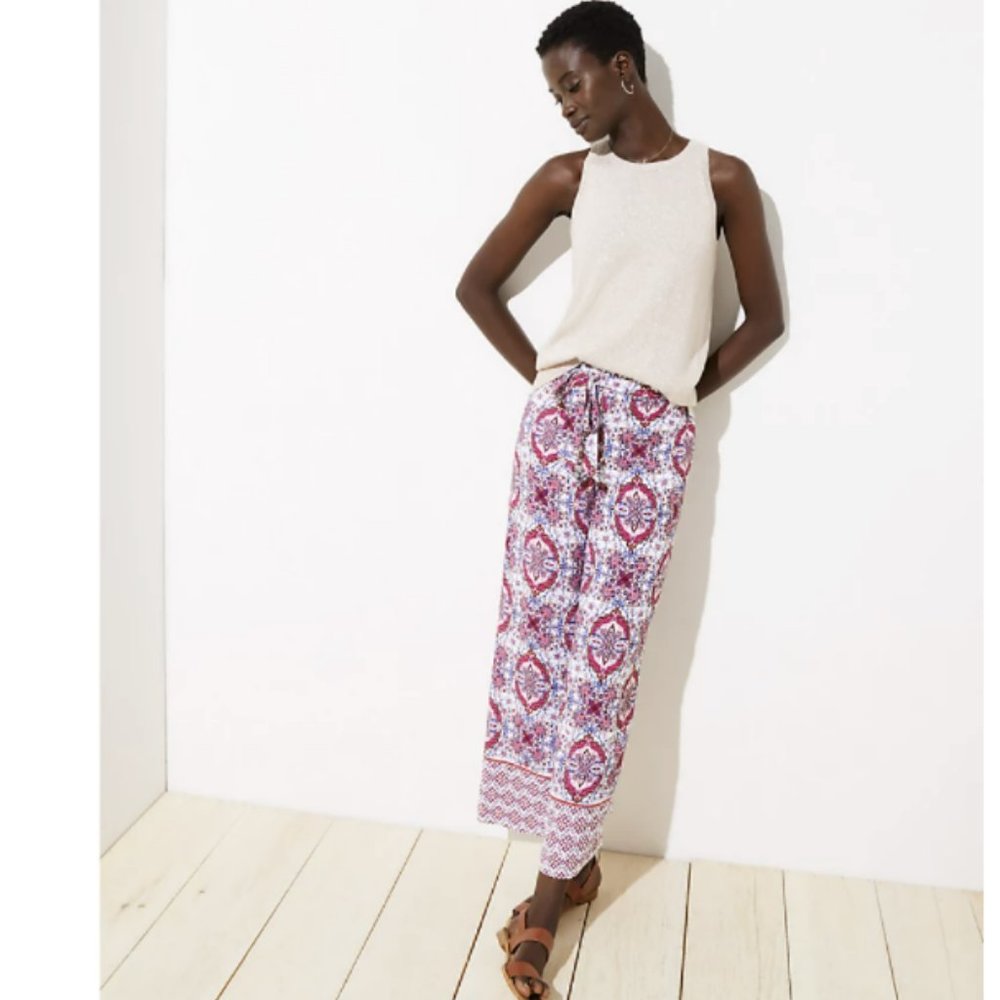 NWT LOFT Mosaic Fluid Wide Leg Crop Pants